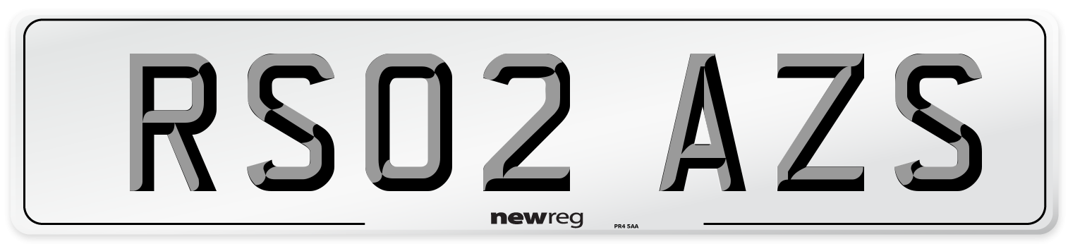 RS02 AZS Number Plate from New Reg